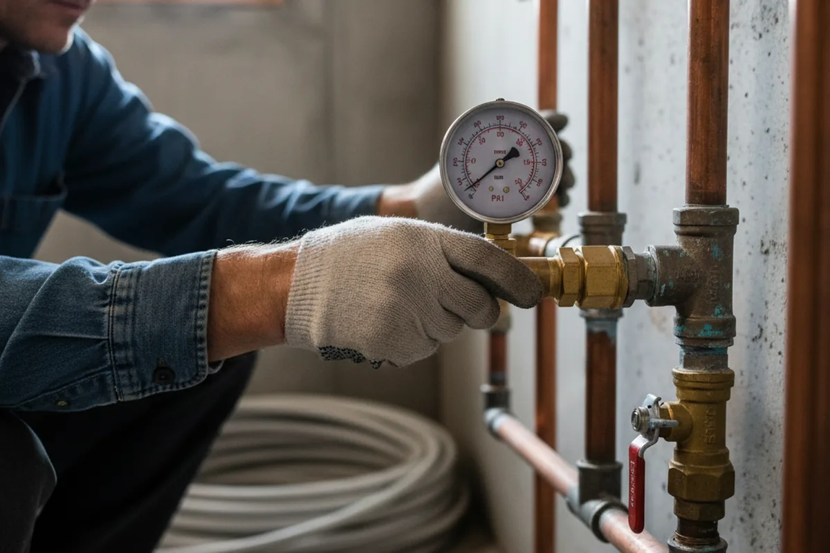 Pressure testing a repaired line during Water Line Repair in Crofton